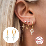 925 Silver Circle Earrings Freshwater Pearl Women Jewelry Wedding