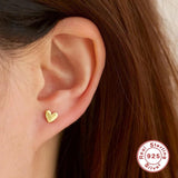 925 Silver Red Purple Enamel Heart Stud Earrings Girls Gift
