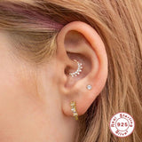 925 Sterling Silver Opal Stone Cartilage Hoop Earrings Teens Piercing