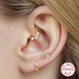 925 Sterling Silver Opal Stone Cartilage Hoop Earrings Teens Piercing