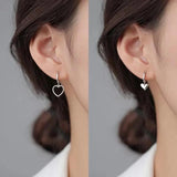 925 Silver Asymmetry Heart Charm Studs Earrings Women Party Jewelry AI-02