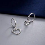 925 Silver Asymmetry Heart Charm Studs Earrings Women Party Jewelry AI-02