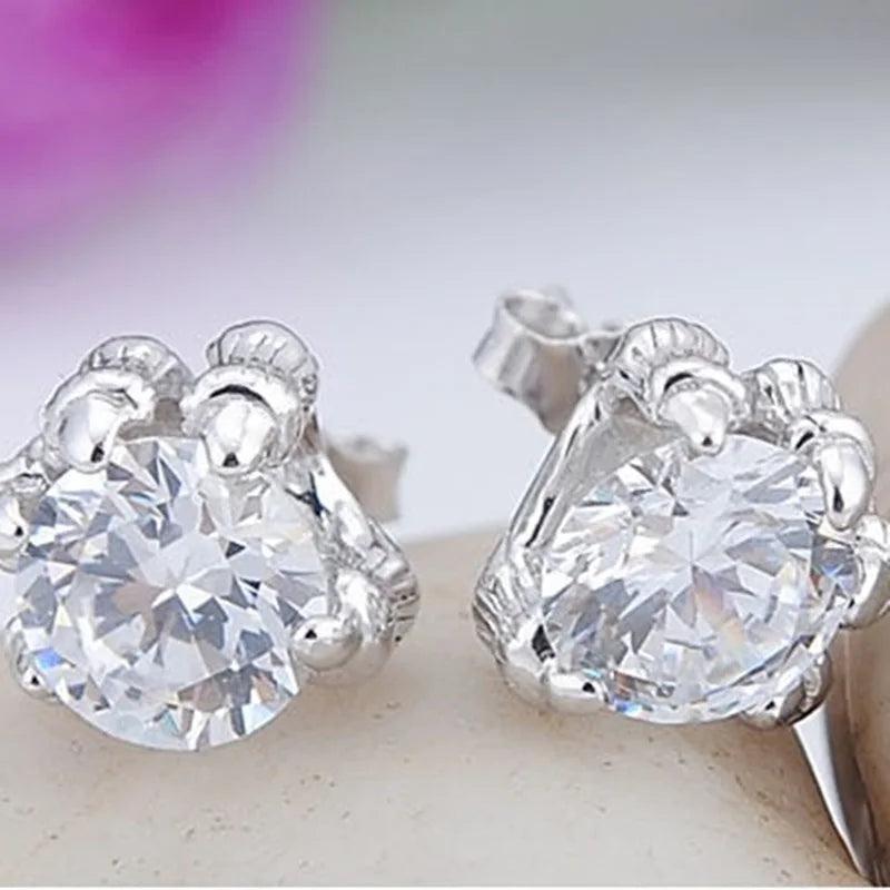 European Man Party Wedding Gift Claw Agate 925 Sterling Silver Stud Earrings