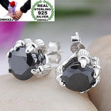 European Man Party Wedding Gift Claw Agate 925 Sterling Silver Stud Earrings