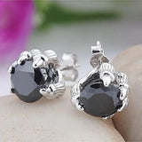 European Man Party Wedding Gift Claw Agate 925 Sterling Silver Stud Earrings