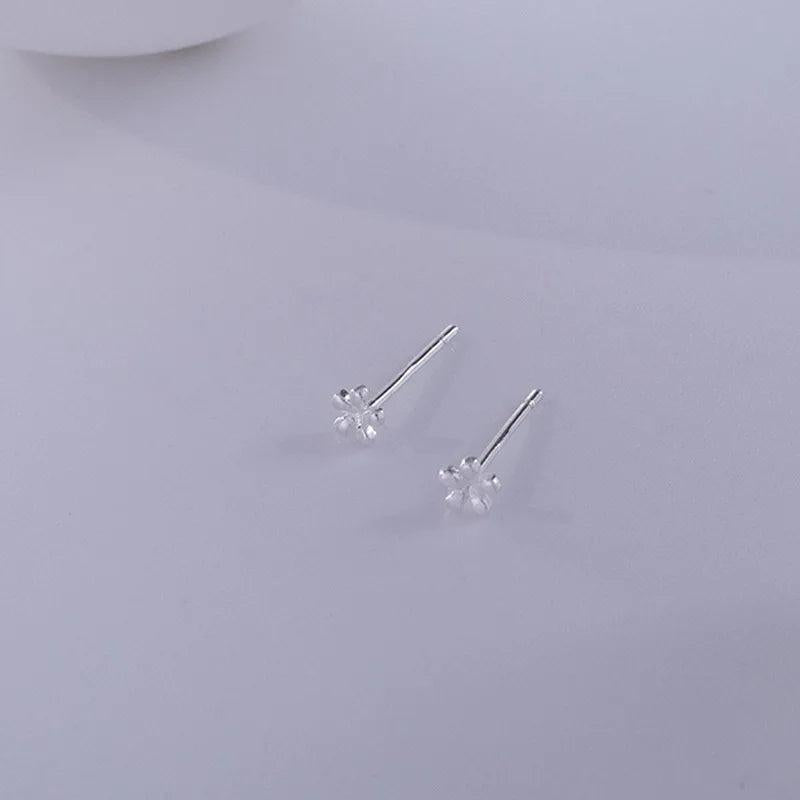 925 Silver Small Flower Stud Earrings Women Birthday Gift