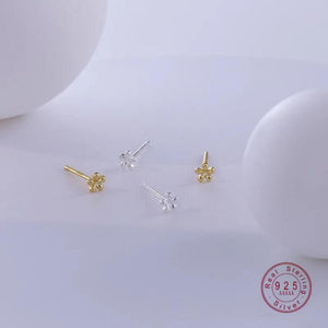 925 Silver Small Flower Stud Earrings Women Birthday Gift