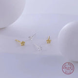 925 Silver Small Flower Stud Earrings Women Birthday Gift