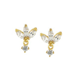 925 Silver Ear Needle Three Zircon Stud Earring