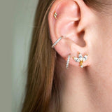 925 Silver Ear Needle Three Zircon Stud Earring