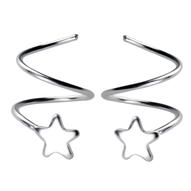 925 Silver Women's Star Heart Ear Bones Ear Buckle Ring DS434