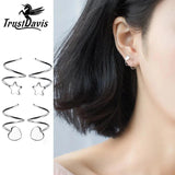 925 Silver Women's Star Heart Ear Bones Ear Buckle Ring DS434
