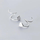 925 Silver Women's Star Heart Ear Bones Ear Buckle Ring DS434