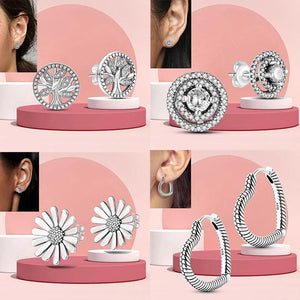 925 Silver Inlay Stones Double Hoop Earrings for Women