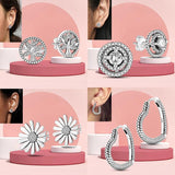 925 Silver Inlay Stones Double Hoop Earrings for Women