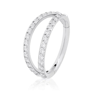 S925 Sterling Silver Double-layer Diamond Cartilage Ear Bone Nose Ring