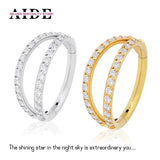S925 Sterling Silver Double-layer Diamond Cartilage Ear Bone Nose Ring
