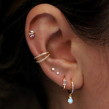S925 Sterling Silver Double-layer Diamond Cartilage Ear Bone Nose Ring