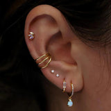 S925 Sterling Silver Double-layer Diamond Cartilage Ear Bone Nose Ring