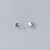 Davis 925 Silver Asymmetric Star Moon CZ Stud Earrings