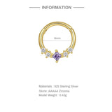 925 Silver Purple CZ Daith Tragus Evil Eye Hoop Earring