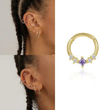925 Silver Purple CZ Daith Tragus Evil Eye Hoop Earring
