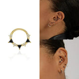 925 Silver Purple CZ Daith Tragus Evil Eye Hoop Earring
