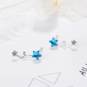 925 Silver Crystal Star Stud Earrings for Women