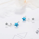 925 Silver Crystal Star Stud Earrings for Women