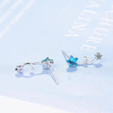 925 Silver Crystal Star Stud Earrings for Women