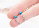 925 Silver Crystal Star Stud Earrings for Women