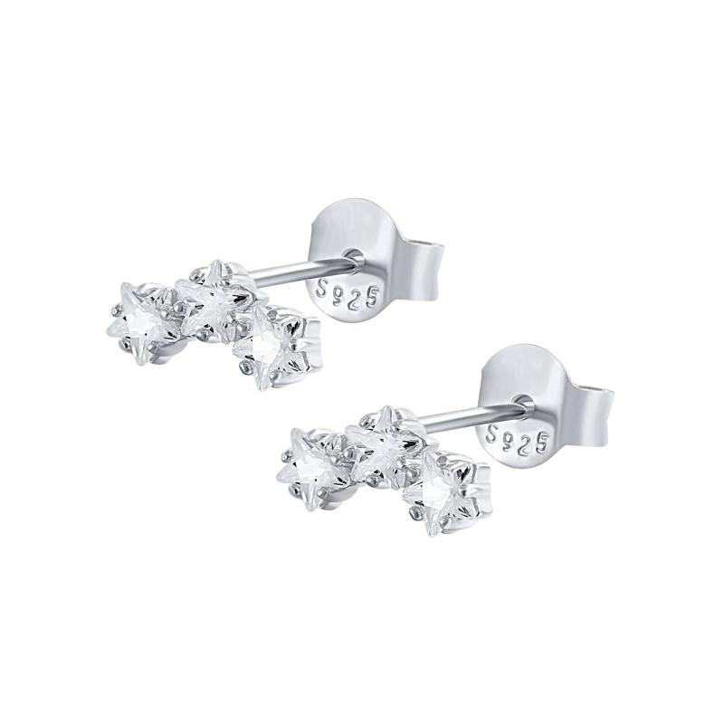 Sterling Silver Zircon Moon Star Stud Earrings Crystal Snake Ear Stud