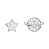 Sterling Silver Zircon Moon Star Stud Earrings Crystal Snake Ear Stud