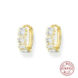 Rainbow Crystal Zircon Hoop Earrings S925 Silver Boho Jewelry