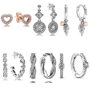 925 Silver Heart Shell Earring Twist Of Faith Love Knot For Women