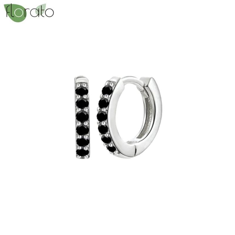 925 Silver CZ Crystal Hoop Earrings Vintage Small Hoops