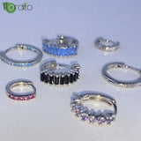 925 Silver CZ Crystal Hoop Earrings Vintage Small Hoops