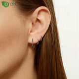 925 Silver CZ Crystal Hoop Earrings Vintage Small Hoops