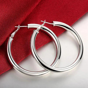 925 Sterling Silver 5MM Earrings Big Circle Women's Fashion Jewelry