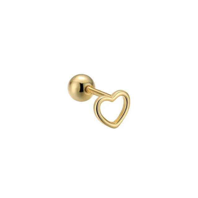 925 Silver Star Moon Heart Stud Earrings French Punk