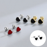 925 Silver Star Moon Heart Stud Earrings French Punk