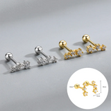 925 Silver Star Moon Heart Stud Earrings French Punk