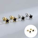 925 Silver Star Moon Heart Stud Earrings French Punk