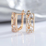 Hollow Geometric Zircon Earrings 585 Rose Lock Party Jewelry