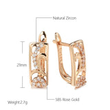 Hollow Geometric Zircon Earrings 585 Rose Lock Party Jewelry