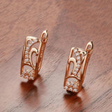Hollow Geometric Zircon Earrings 585 Rose Lock Party Jewelry