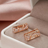 Hollow Geometric Zircon Earrings 585 Rose Lock Party Jewelry