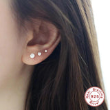 925 Silver Diamond Piercing Earrings Set for Women Girls