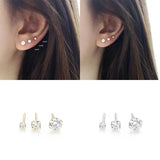 925 Silver Diamond Piercing Earrings Set for Women Girls