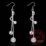 925 Silver Sand Smooth Ball Vintage Tassel Earrings Women Wedding Jewelry